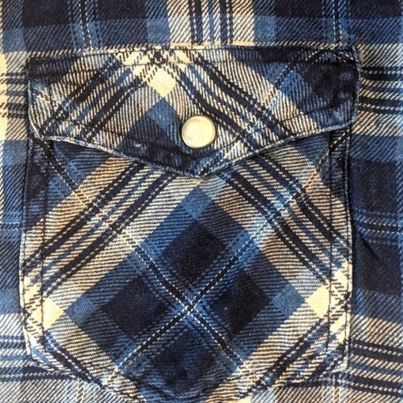 American Eagle Blue Plaid Shirt Boyfriend Fit Size Small - Picture 5 of 7